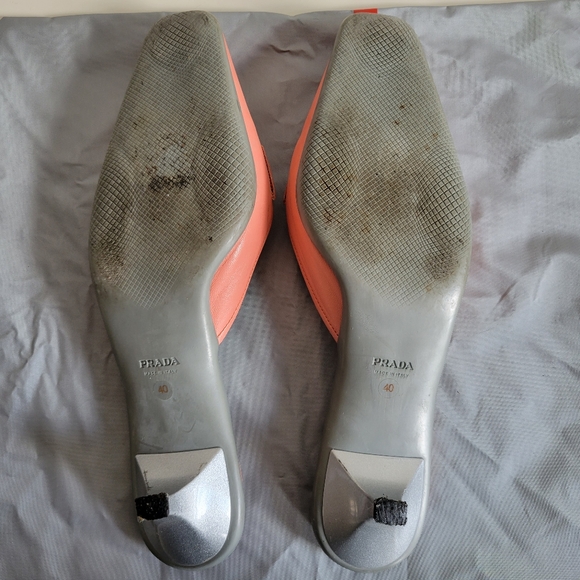Prada Women's Pink and Orange Mules. Size US 9.5 EU 40 - Picture 9 of 10